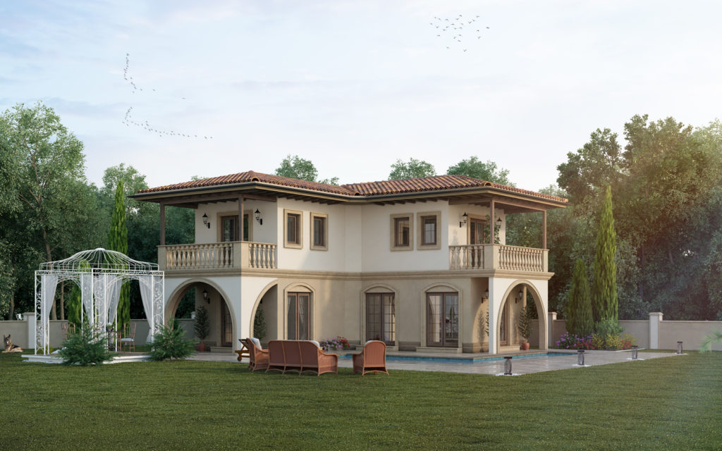 house rendering from distance angle