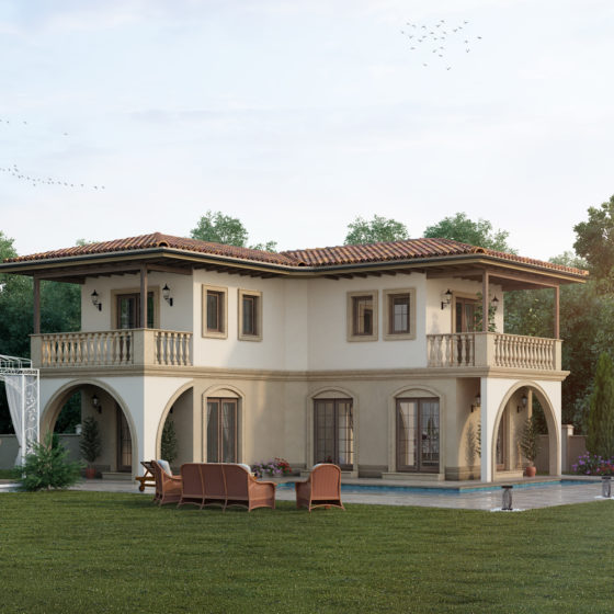 house rendering from distance angle