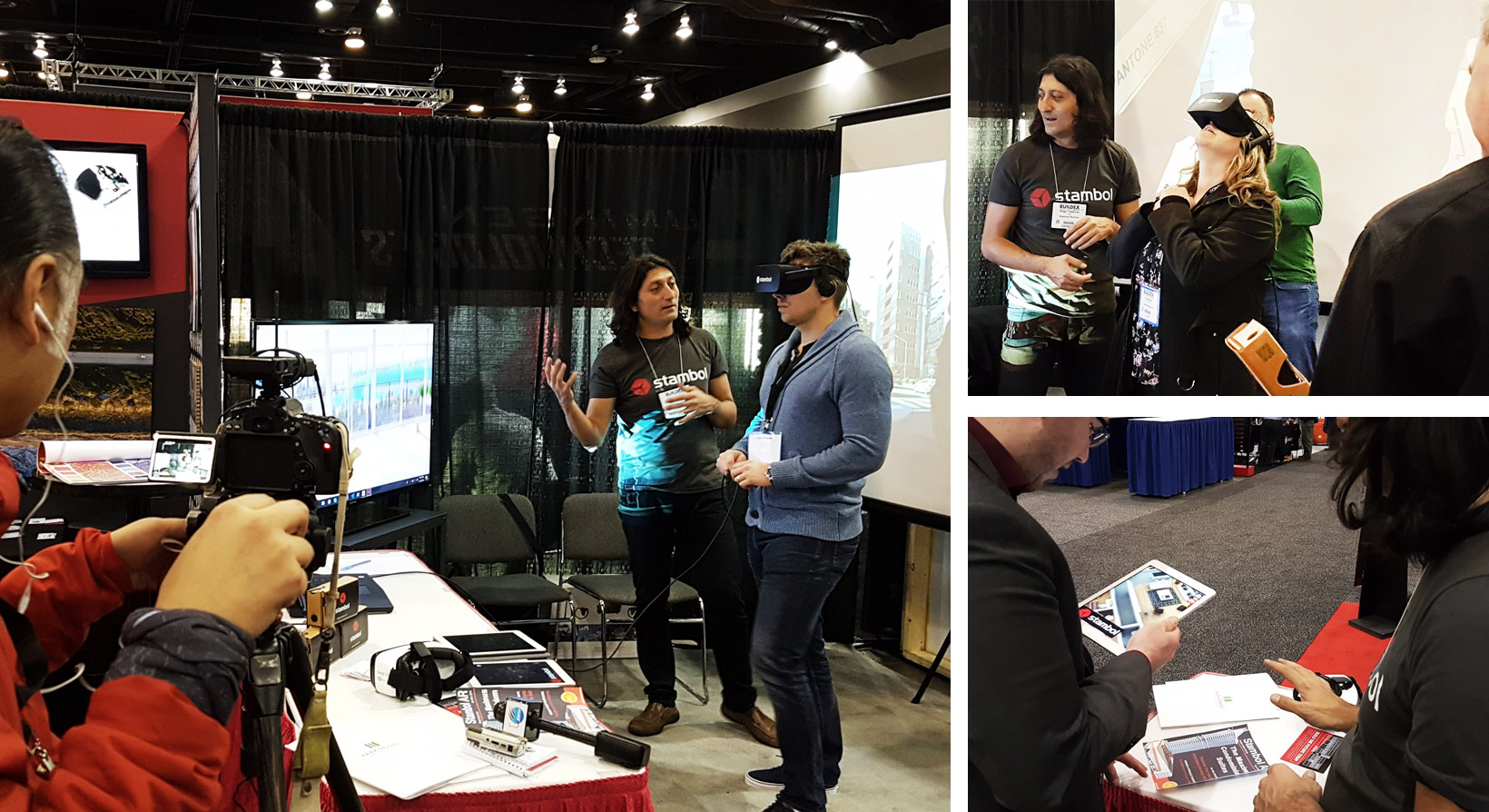 BuildEx Attendees at Stambol Studios Booth trying virtual and augmented reality experience