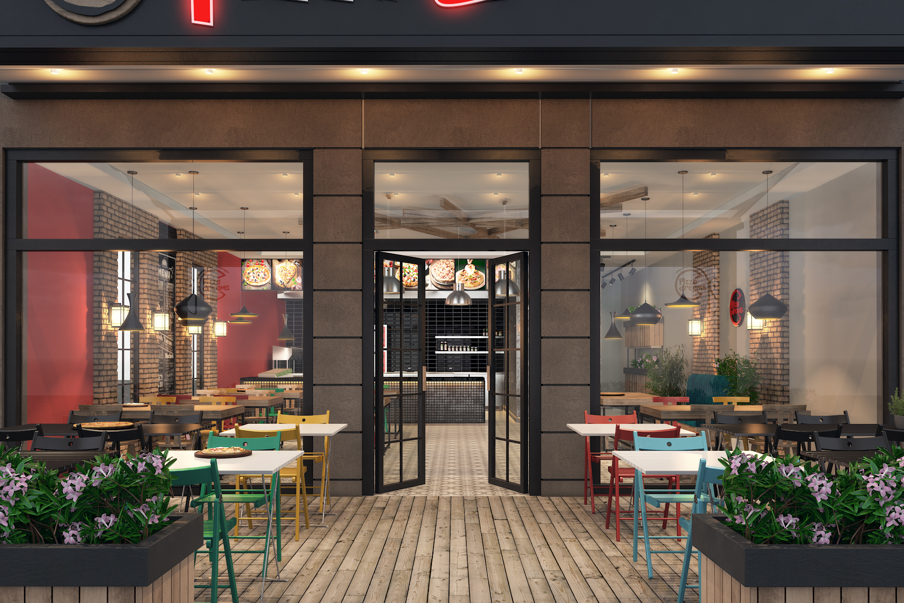 3D Render of Pizza Dreams Restaurant concept