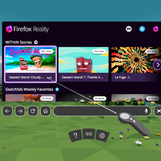 Firefox Reality Browser in VR Headset as an example of immersive browsing