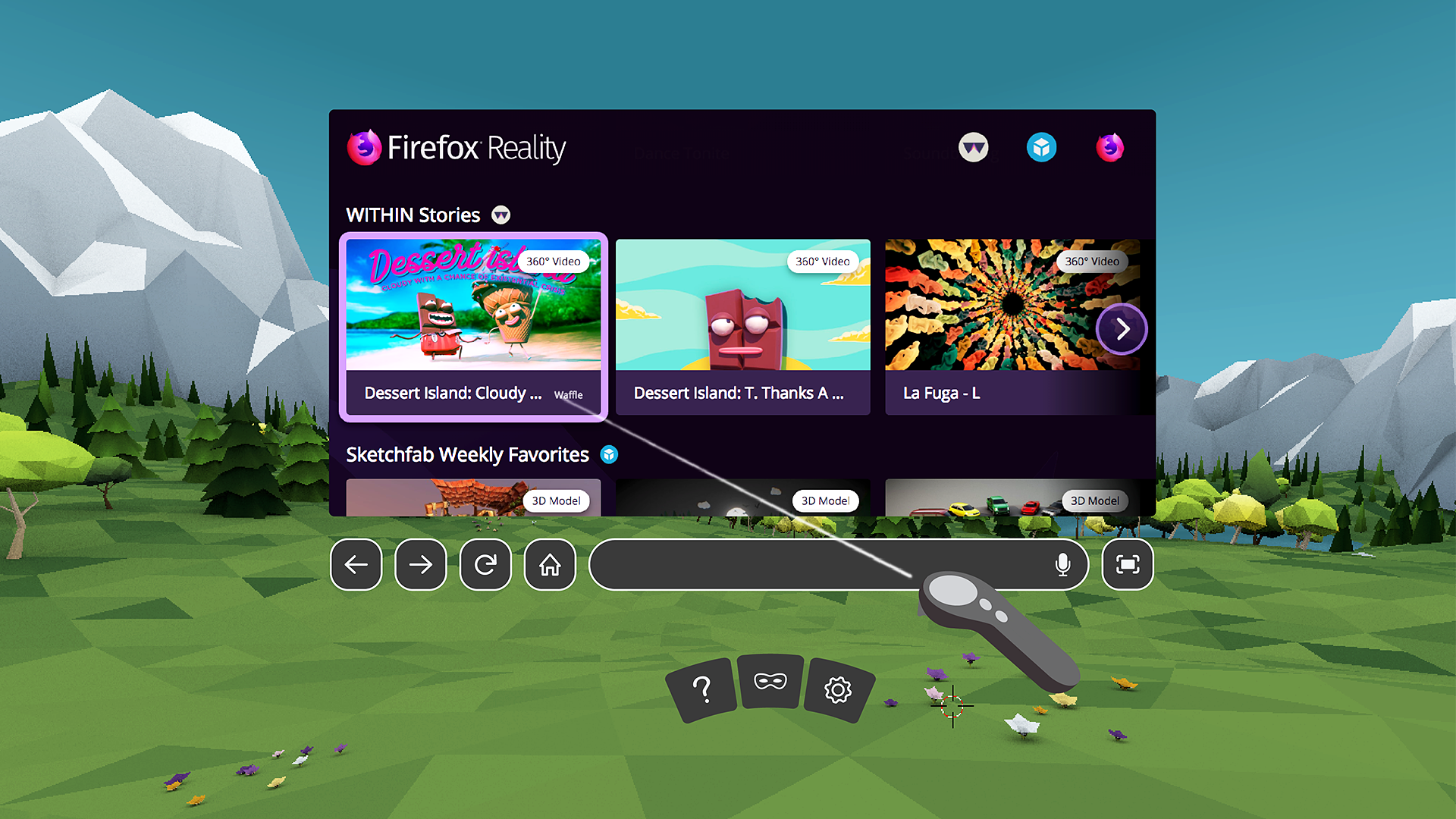 Firefox Reality Browser in VR Headset as an example of immersive browsing